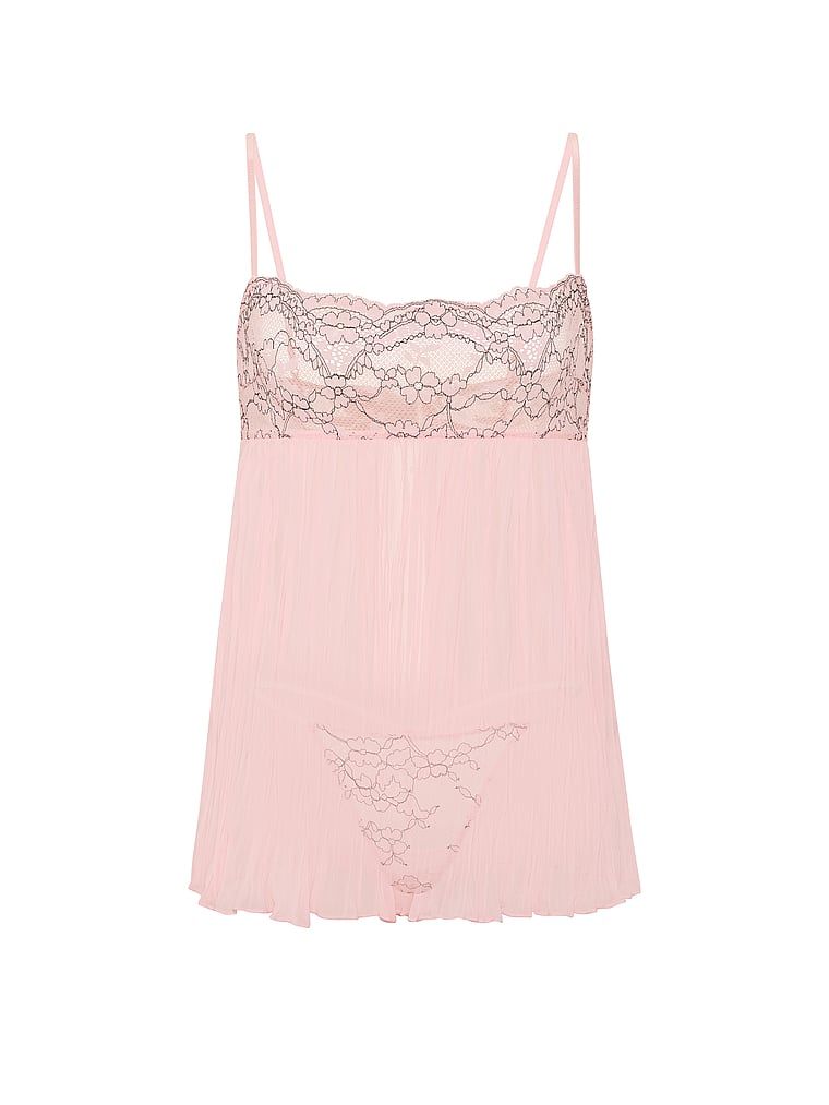 Dream Lace Pliated Babydoll spodnička a tanga. Produkt má vícebarevnou barvu a pochází z kolekce Dream Angels.