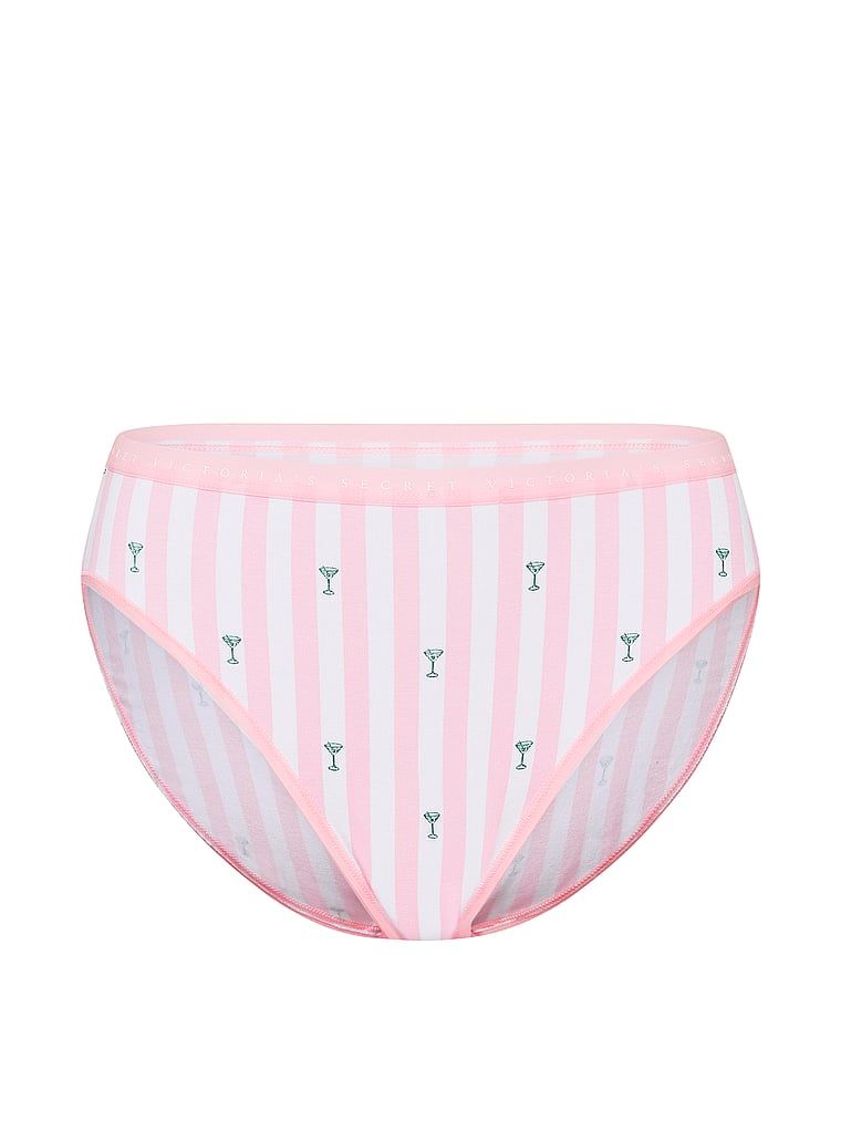 Bavlněné slipy s vysoko střiženými nohavičkami. Produkt má vzorovanou barvu a pochází z kolekce Victoria's Secret.