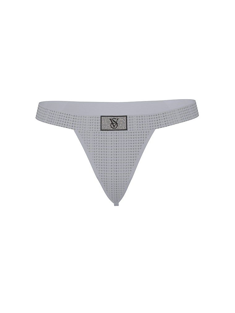 Bavlněná tanga s flitry a lesklým logem Shine. Produkt je šedé barvy a pochází z kolekce Cotton.