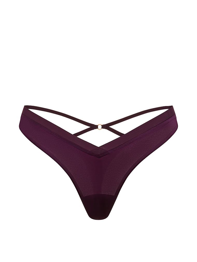 Tanga s ramínky na zadní straně Sheer Reveal. Produkt je fialové barvy a pochází z kolekce Very Sexy.