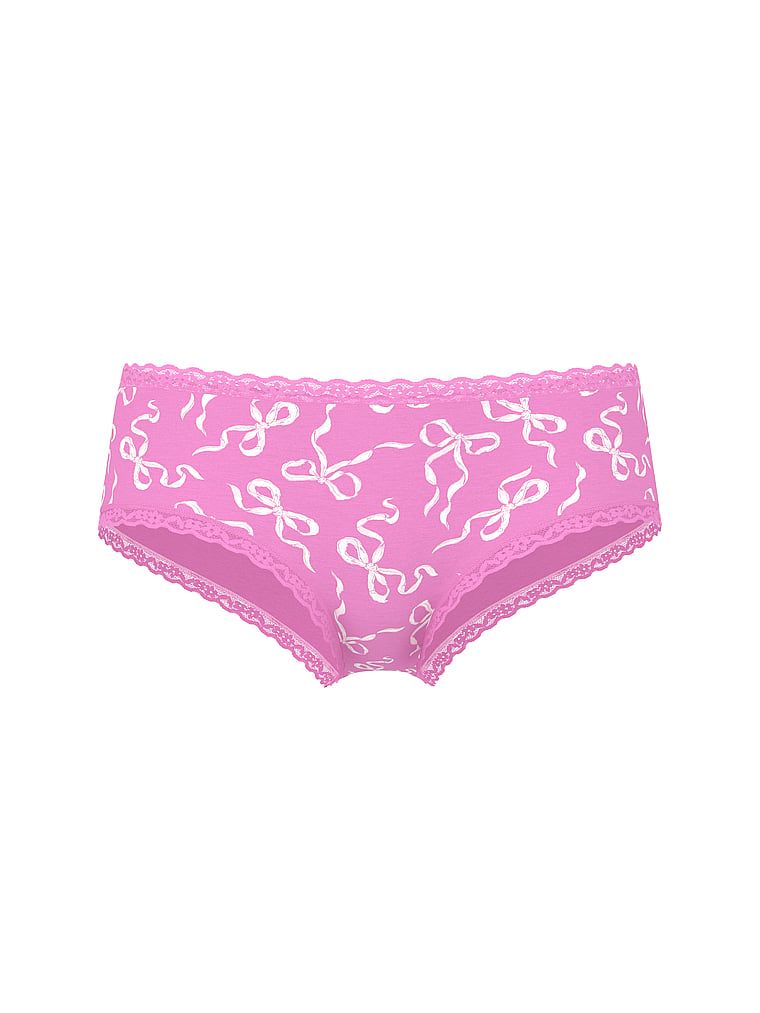 Bavlněné kalhotky s krajkou na okrajích Lace-Waist Cheeky. Výrobek je vzorovaný a pochází z kolekce Lace Trim.