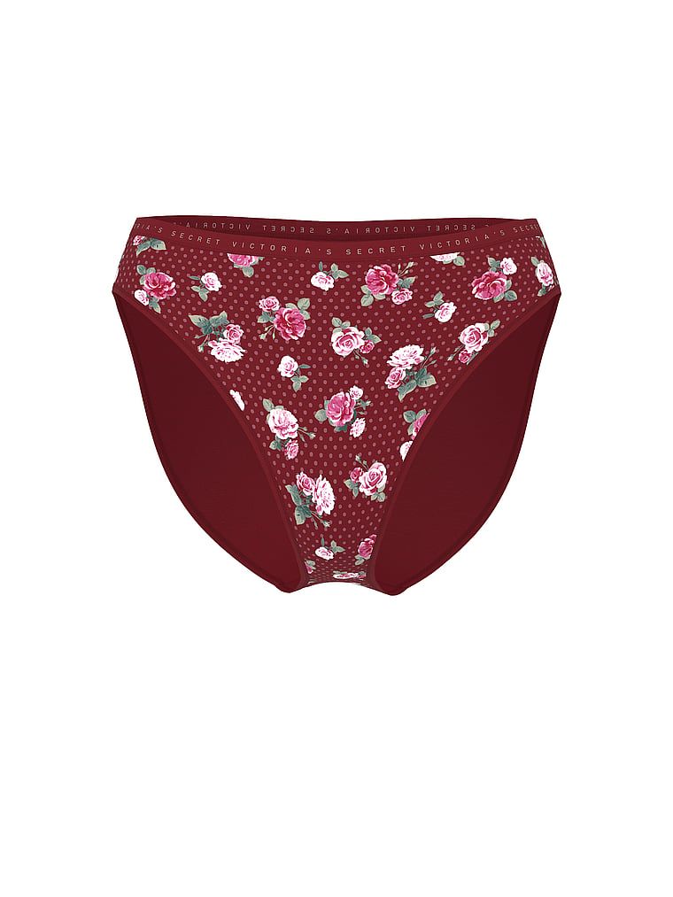 Bavlněné kalhotky s vysokým střihem na nohavicích High-Leg Brief. Produkt má květinový vzor a pochází z kolekce Victoria's Secret.