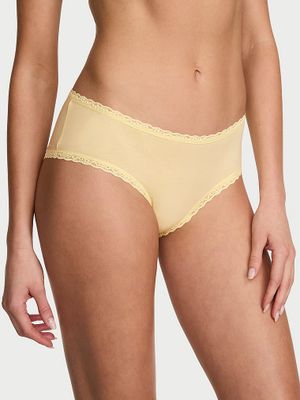 Lace Trim Bavlněné koketní kalhotky s krajkou v pase