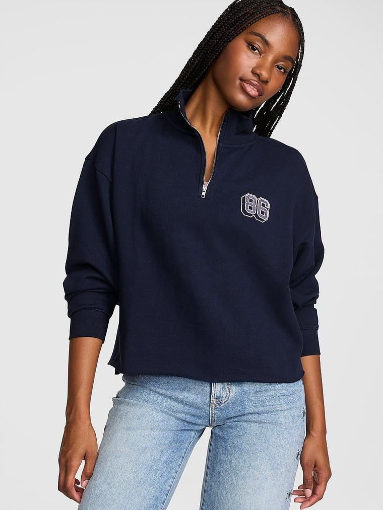 Rovná mikina s krátkým zipem Campus Fleece
