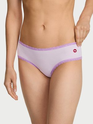 Lace Trim Bavlněné koketní kalhotky s krajkou v pase