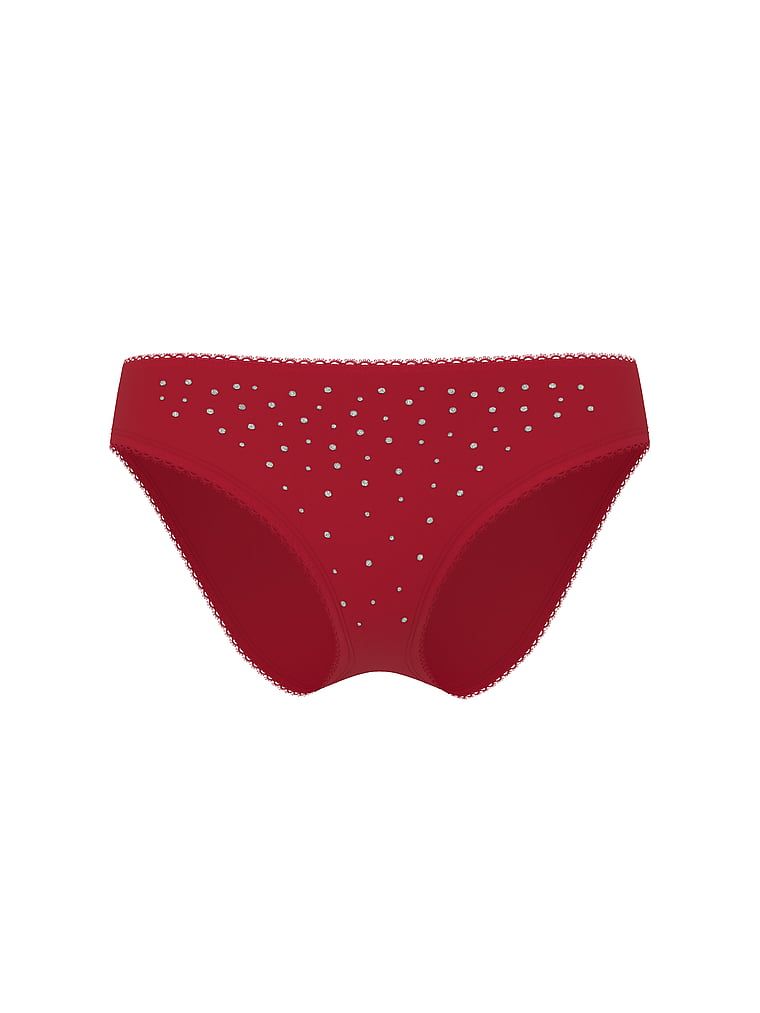 Bavlněné kalhotky s flitry Sparkle Bikini. Produkt má červenou barvu a pochází z kolekce Victoria's Secret.