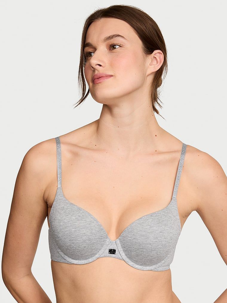 T-shirt Bavlněná push-up podprsenka Perfect Shape s kovovým logem