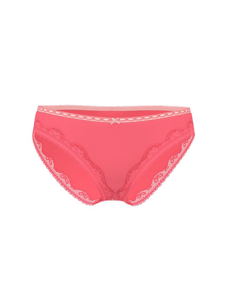 Bavlněné kalhotky s mašlí a krajkou s lemem. Produkt je růžové barvy a pochází z kolekce Lace Trim.