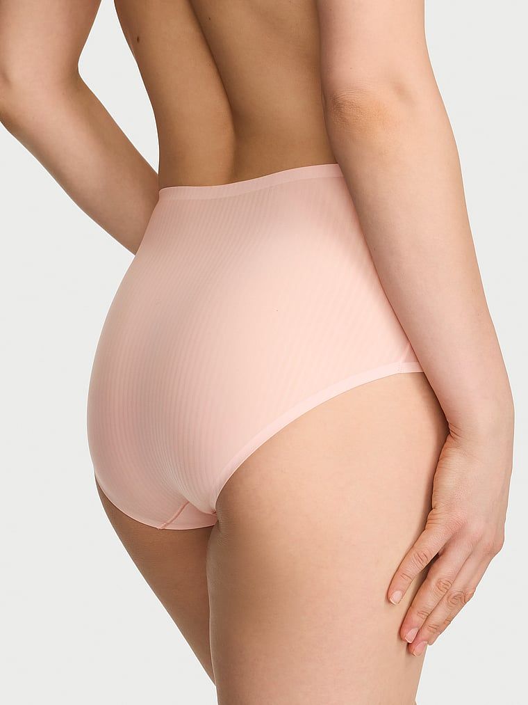 Flex Shadow Stripe Brief kalhotky s vysokým pasem. Produkt je růžové barvy a pochází z kolekce Body by Victoria.