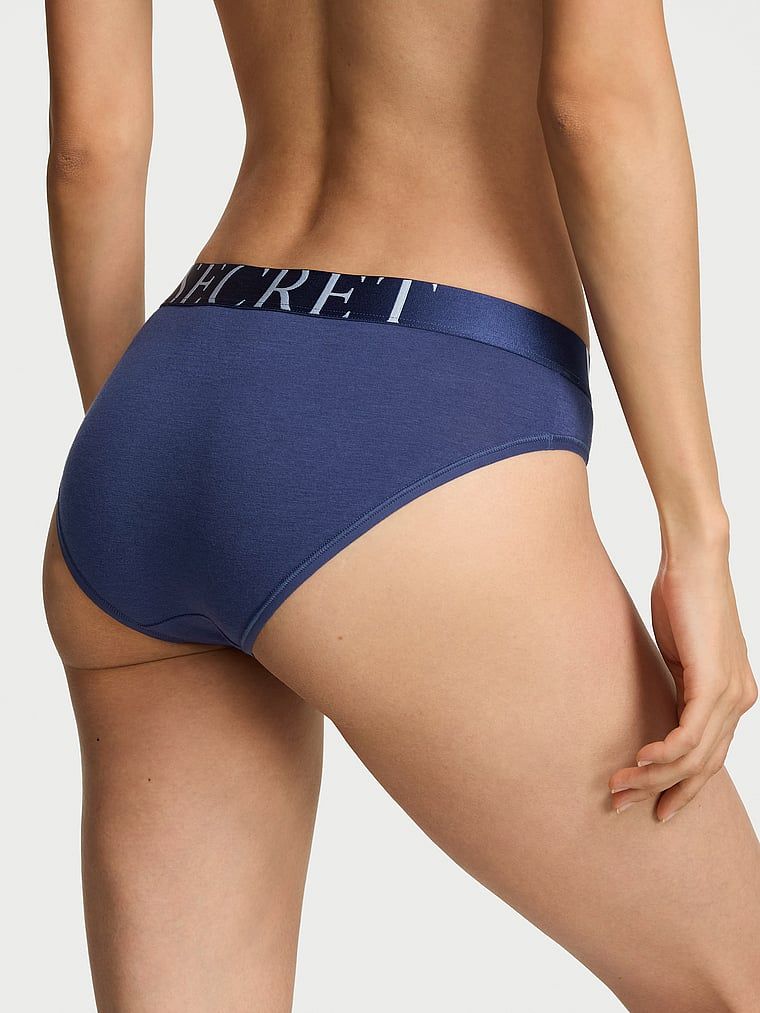 Logo Hiphugger s bavlněnými kalhotkami. Produkt je modré barvy a pochází z kolekce Cotton.