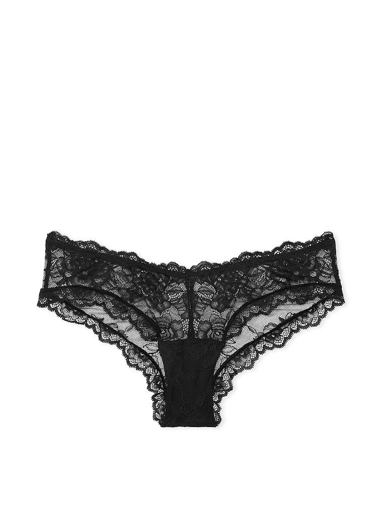 Růžová krajka Cheeky krajkové kalhotky s vysokým střihem. Produkt je černý a pochází z kolekce Very Sexy.