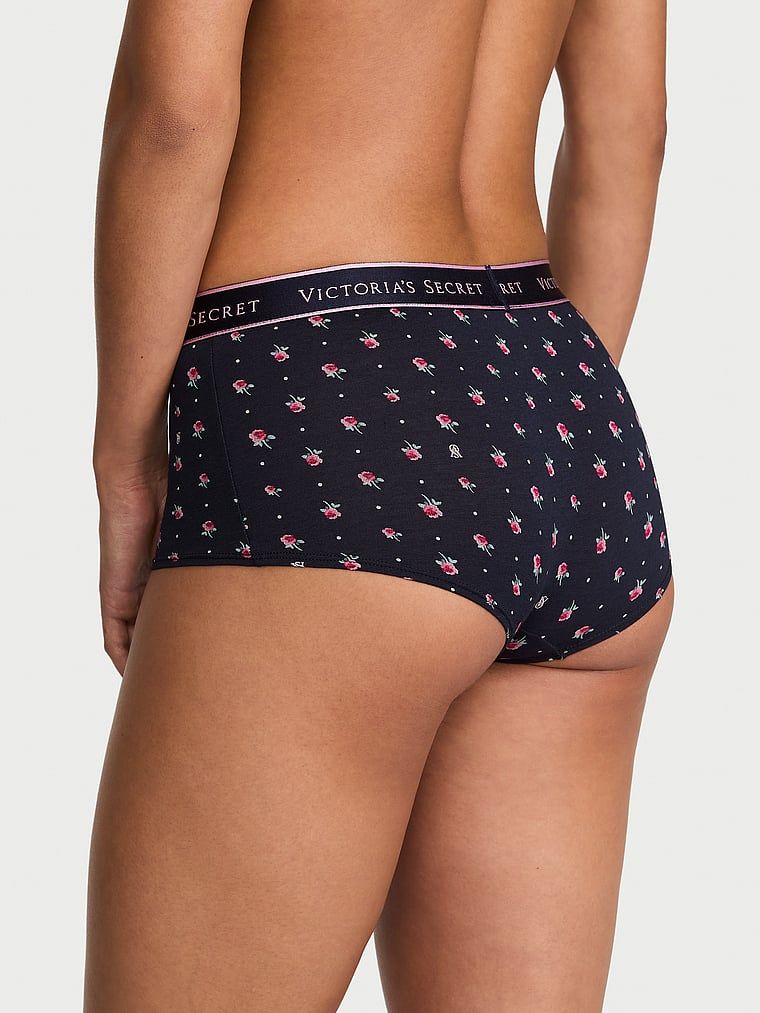 Bavlněné kraťasy s logem v pase Boyshort. Produkt má květinovou barvu a pochází z kolekce Cotton.