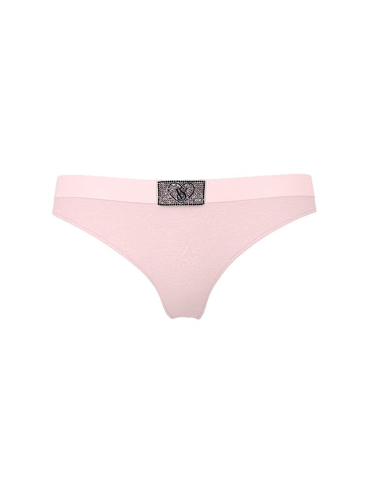 Bavlněné tanga s lesklým logem Heart Shine Patch. Produkt je růžové barvy a pochází z kolekce Cotton.
