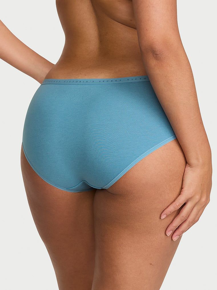 Bavlněné kalhotky hiphugger. Produkt je modré barvy a pochází z kolekce Victoria's Secret.