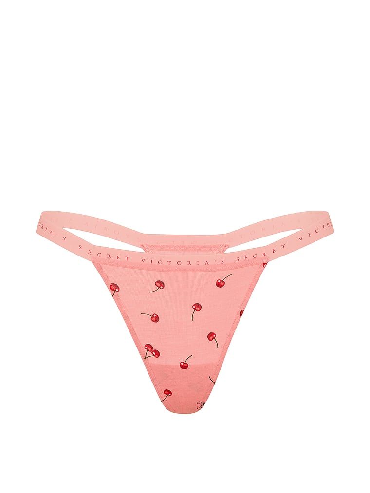 Pružné bavlněné tanga. Produkt má vzorovanou barvu a pochází z kolekce Victoria's Secret.
