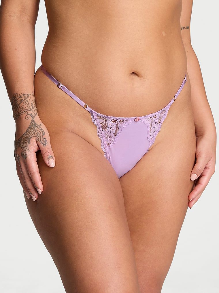 Dream Angels Kalhotky typu V-string s krajkovým lemem a nastavitelnými šňůrkami