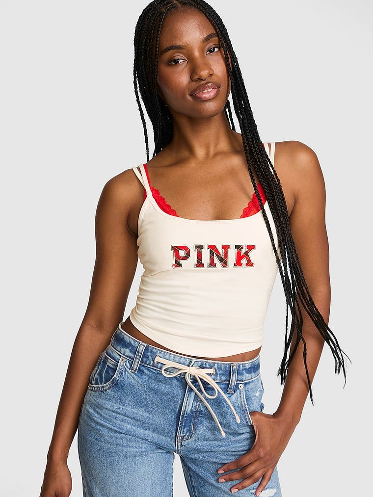 PINK Tílko All-Day Cotton s tenkými ramínky