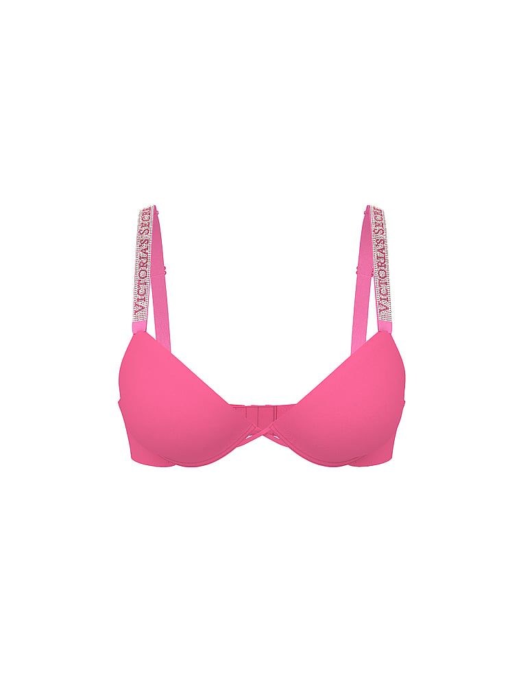 Push-up zvětšující podprsenka 2 velikosti Bombshell Shine Strap. Produkt je růžové barvy a pochází z kolekce Very Sexy.