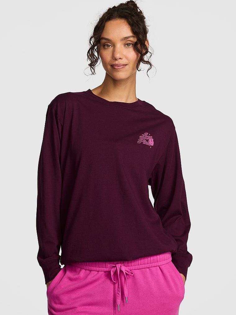 PINK Tričko Campus Cotton s dlouhým rukávem