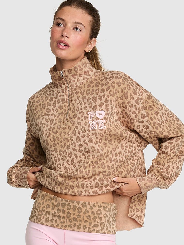 Rovná mikina s krátkým zipem Campus Fleece
