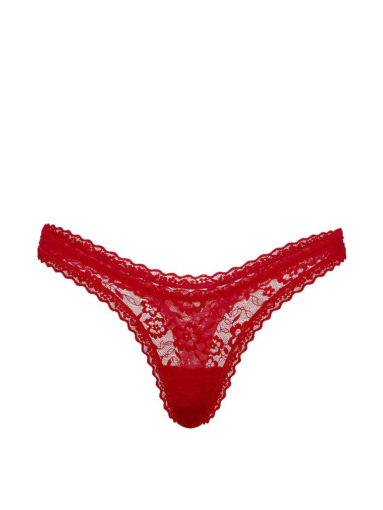 Ultra-Mini Scoop krajkové tanga. Produkt je červené barvy a pochází z kolekce Lacie.