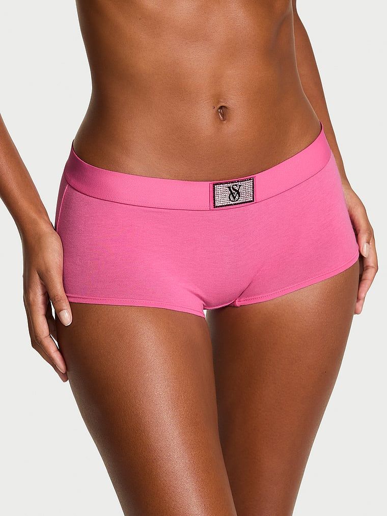 Bavlněné šortky s lesklým logem Shine Patch. Produkt má růžovou barvu a pochází z kolekce Cotton.