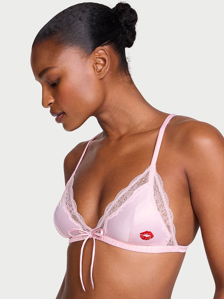 Podprsenka, podprsenka, satén, Tease Kiss. Produkt je růžové barvy a pochází z kolekce Victoria's Secret.