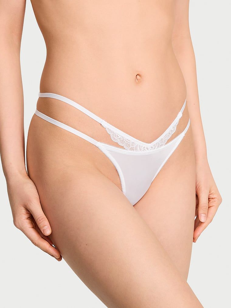 Very Sexy Kalhotky do V s růžovým krajkovým lemem a páskovým průstřihem