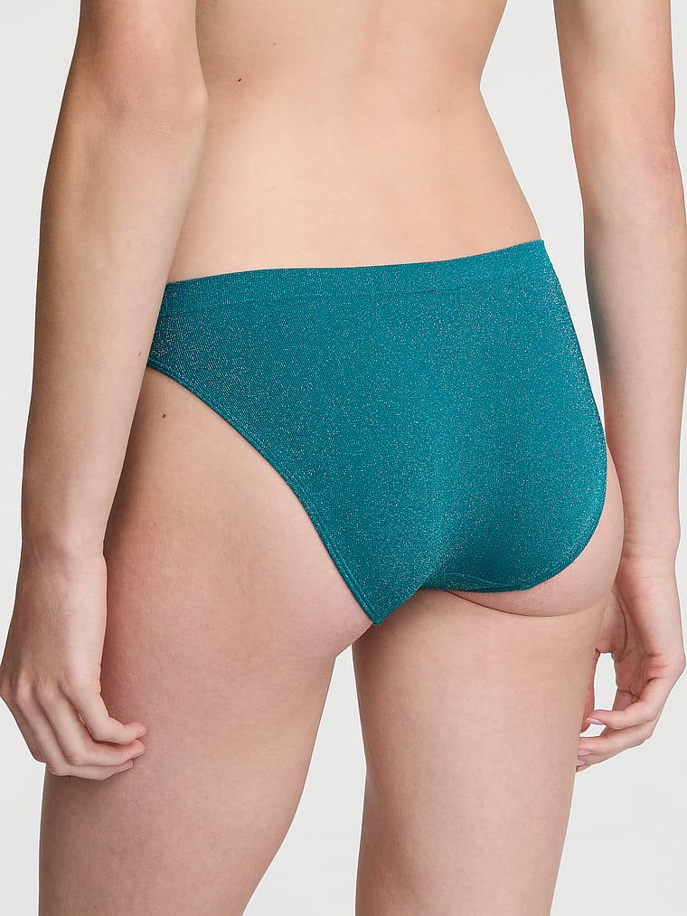 Lesklé třpytivé bikinové kalhotky. Produkt je modré barvy a pochází z kolekce Seamless.