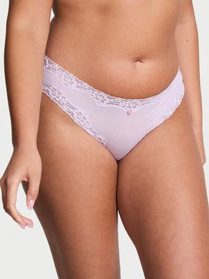 Lace Trim Bavlněné kalhotky bikiny s krajkou v pase Shadow Stripe