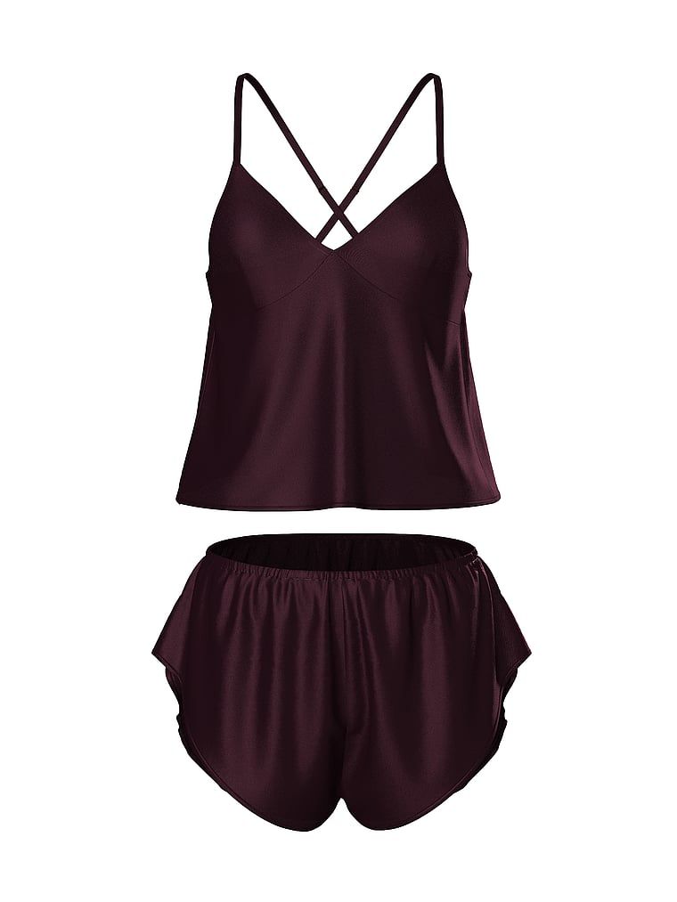 Cami Set Saténový spací set. Produkt má fialovou barvu a pochází z kolekce Victoria's Secret.
