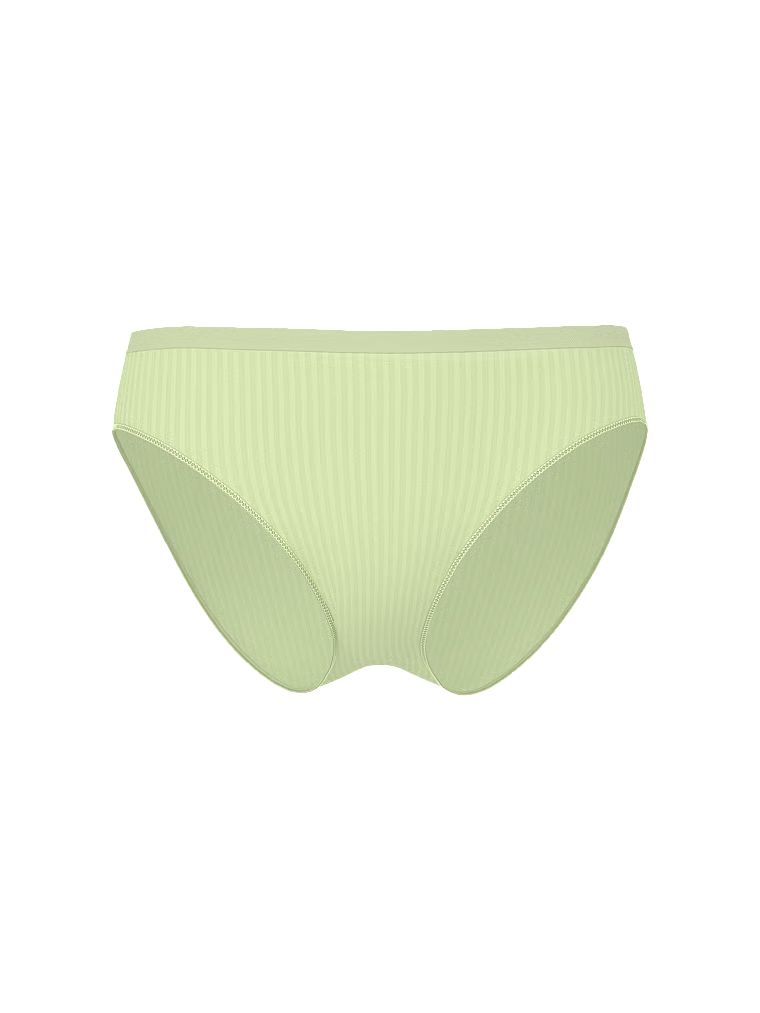 Bezešvé průsvitné žebrové bikinové kalhotky. Produkt je zelené barvy a pochází z kolekce Seamless.