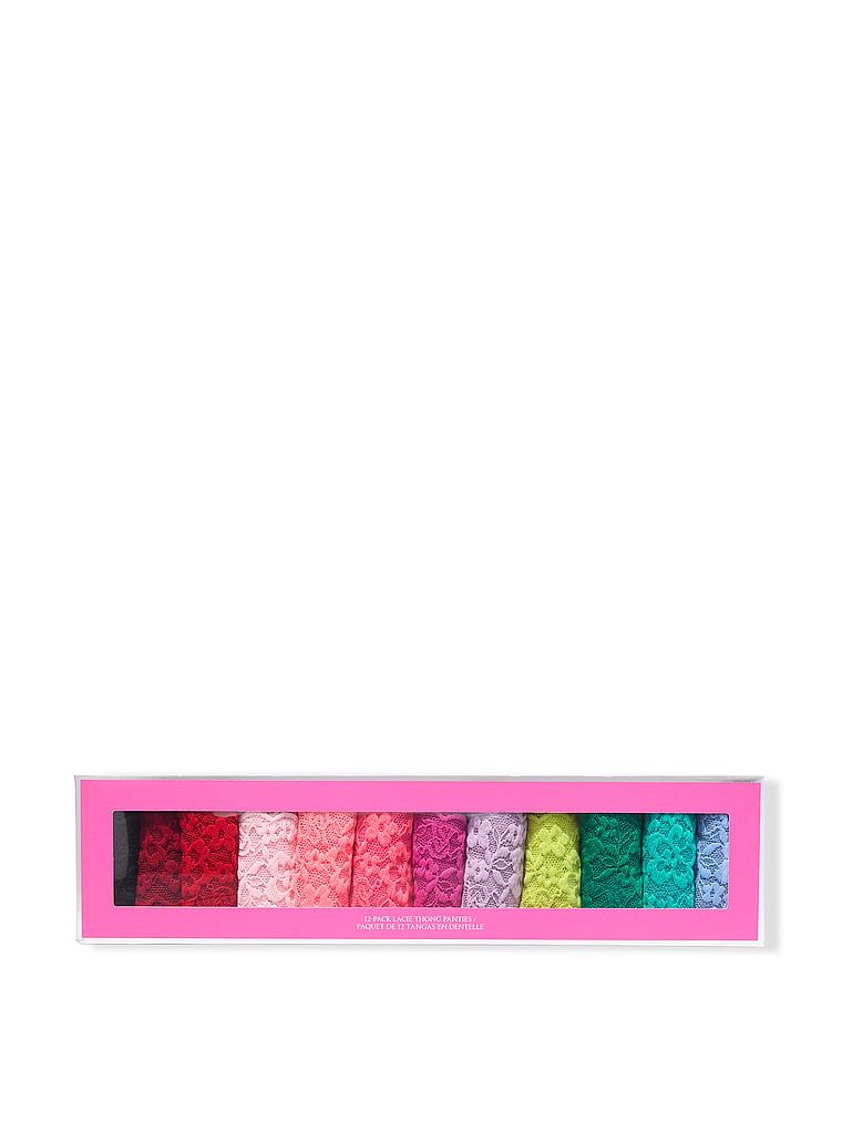 Victoria's Secret Balení 12 kusů krajkových tang