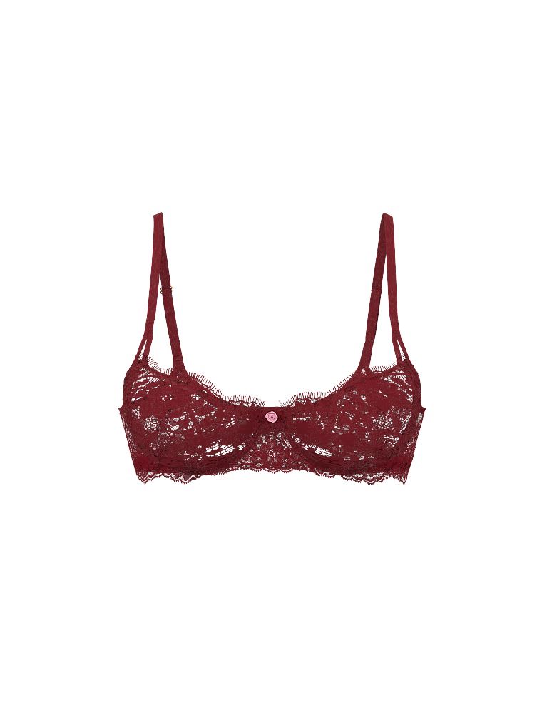 Nevyztužená balkonetová podprsenka Wicked Lace Balconette. Produkt je červené barvy a pochází z kolekce Body by Victoria.