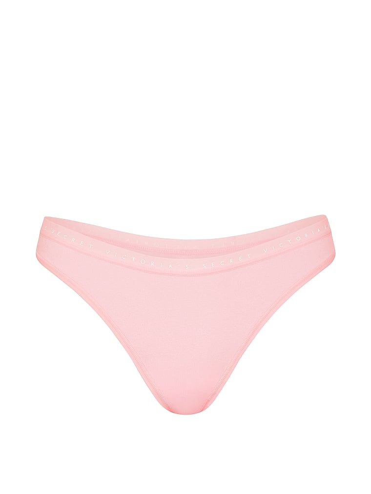 Bavlněné tanga s vysokými nohavičkami. Produkt je růžové barvy a pochází z kolekce Victoria's Secret.