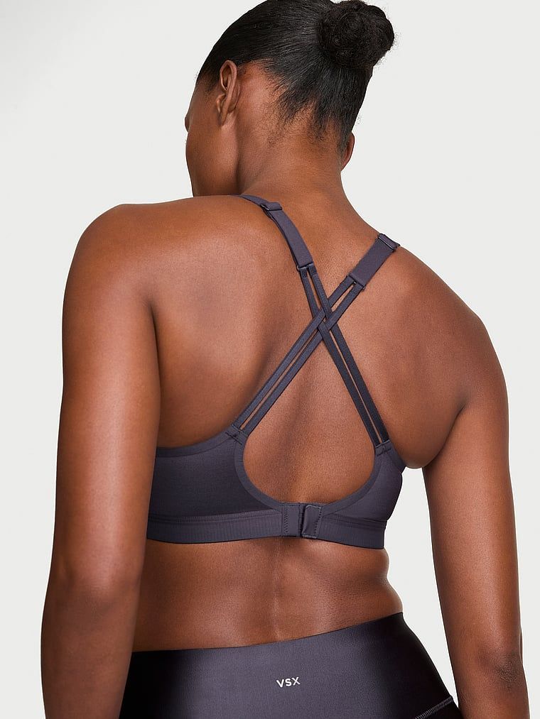 VSX Angel GlossyTech sportovní podprsenka. Produkt je šedé barvy a pochází z kolekce VSX.