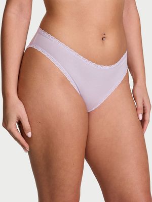 Lace Trim Bavlněné bikiny s krajkovým lemem