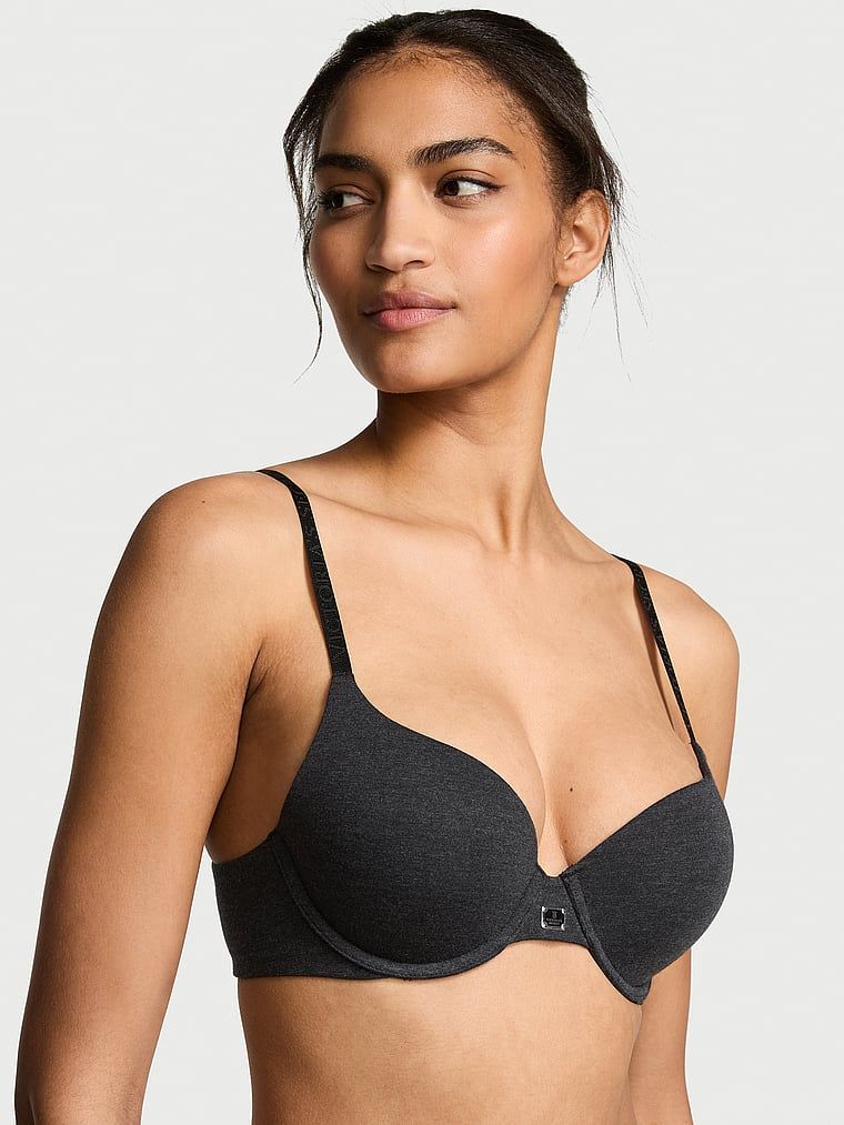 T-shirt Bavlněná push-up podprsenka Perfect Shape s kovovým logem