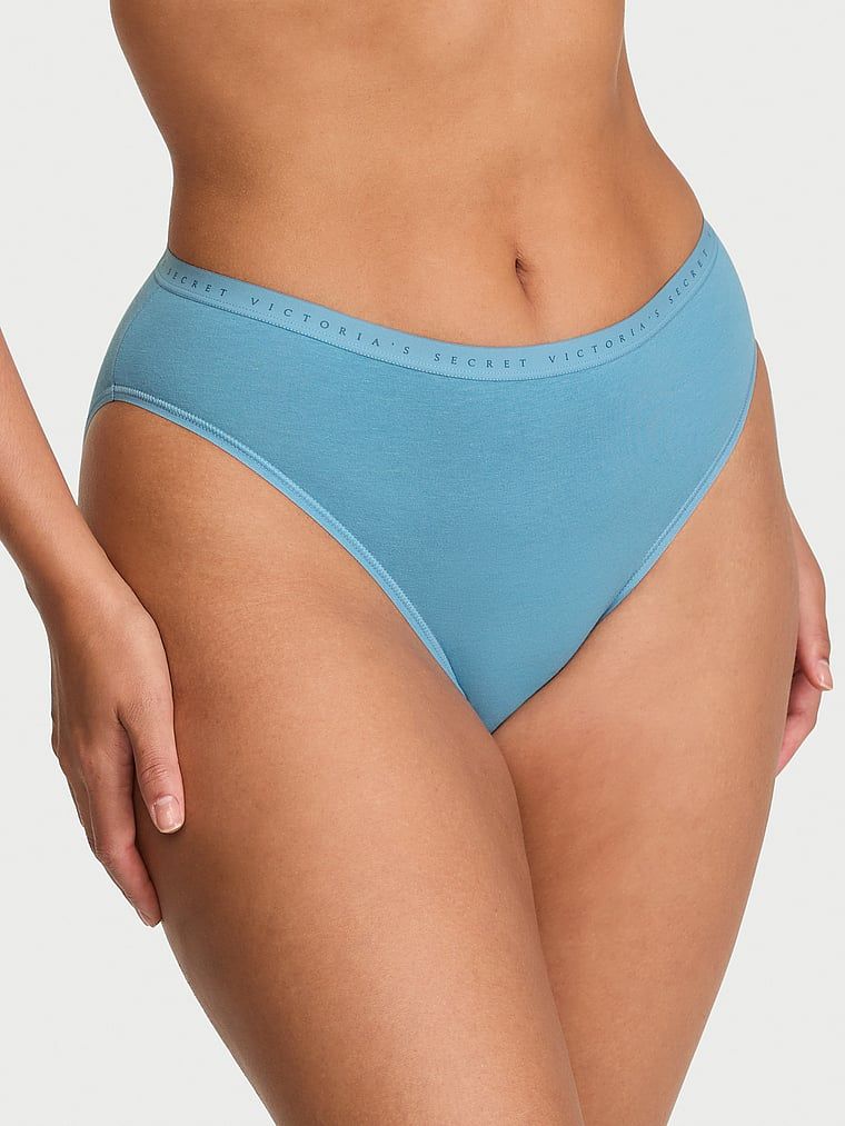 Victoria's Secret Strečové bavlněné kalhotky s vysokými nohavičkami