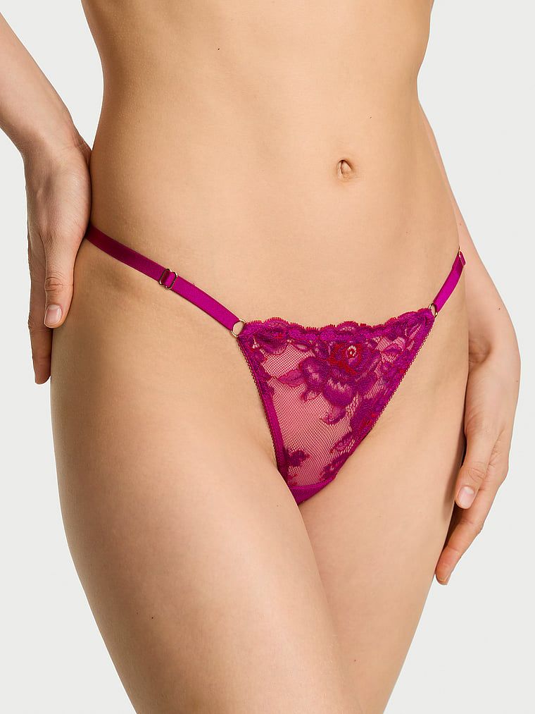 Krajkové tanga s nastavitelnými ramínky Rose Lace V-string. Produkt je vícebarevný a pochází z kolekce Very Sexy.