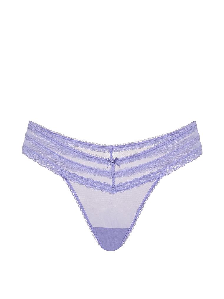 Brazilské kalhotky z krajkového lemu. Produkt je modré barvy a pochází z kolekce Dream Angels.