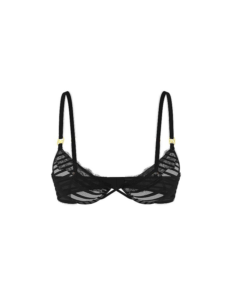 Tease průsvitná demi-podprsenka. Produkt je černý a pochází z kolekce Victoria's Secret.