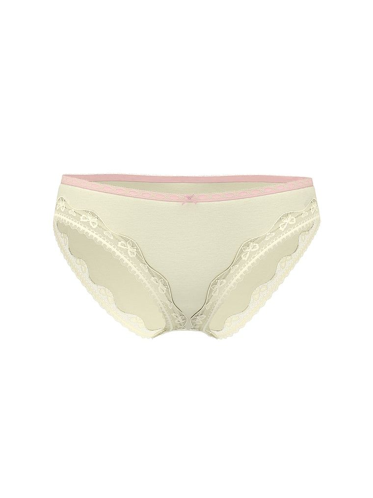 Bavlněné kalhotky s mašlí a krajkou s lemem. Produkt je zelené barvy a pochází z kolekce Lace Trim.