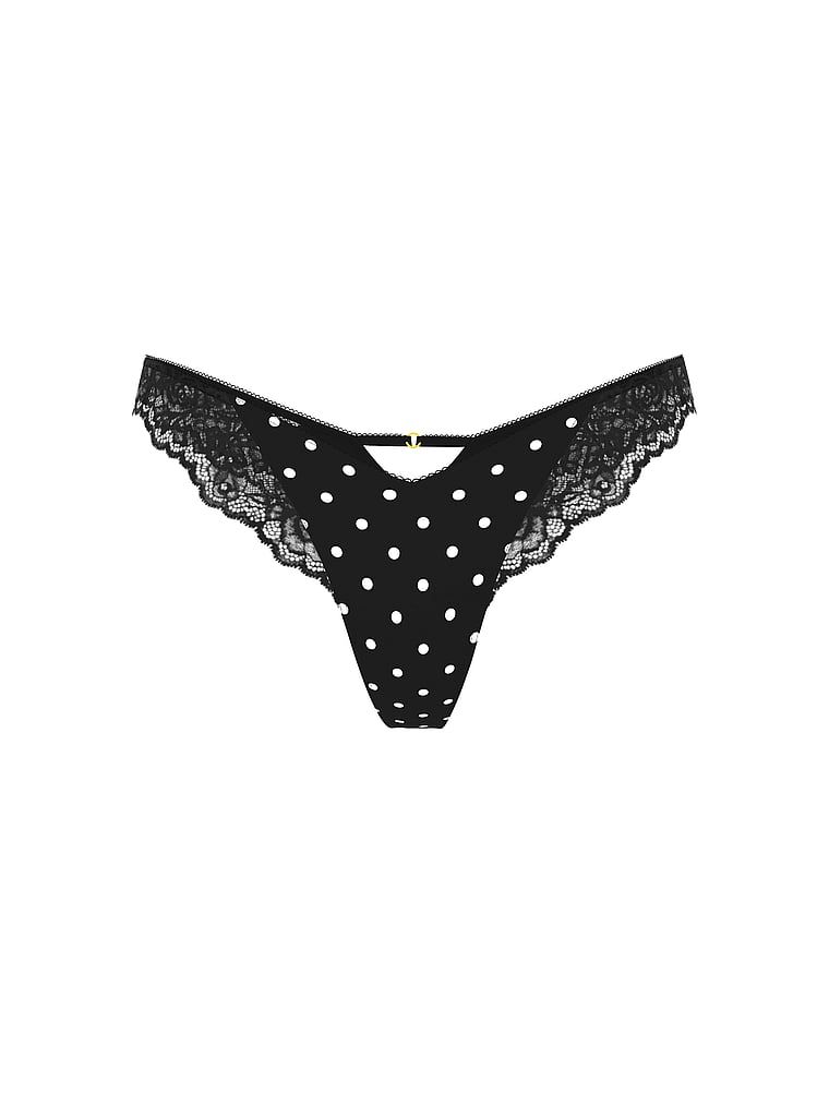 Tanga s krajkou a vysoko střiženými nohavičkami. Produkt je vzorovaný a pochází z kolekce Very Sexy.