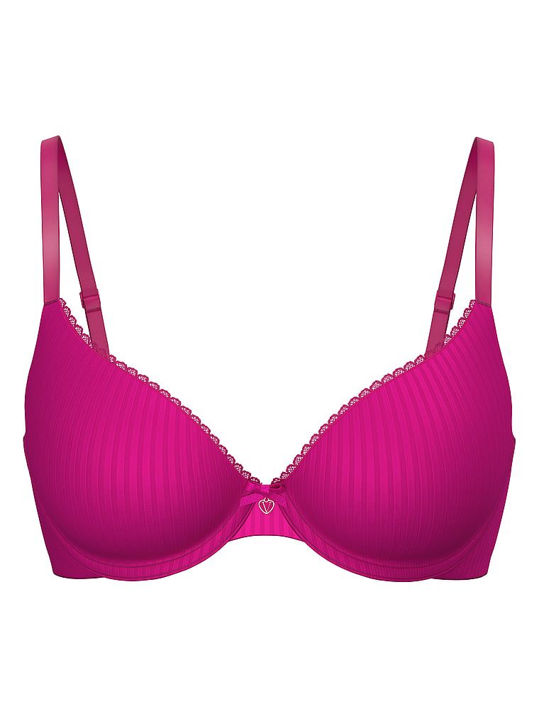 Mírně vyztužená podprsenka s výrazně vysazenými košíčky. Produkt je růžový a pochází z kolekce Body by Victoria.