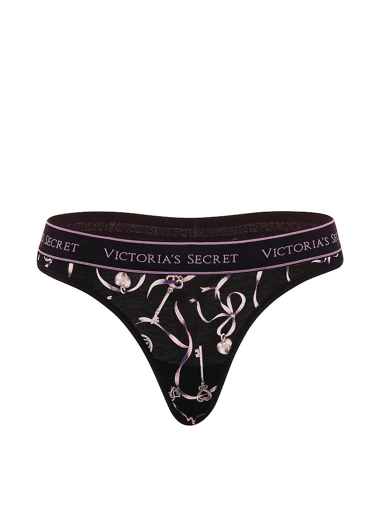 Bavlněné tanga s logem v pase. Produkt má vzorovanou barvu a pochází z kolekce Cotton.