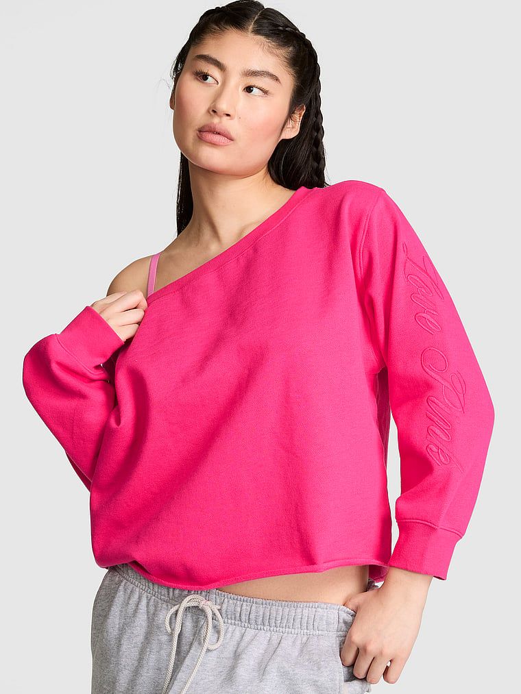 Campus Fleece Rib Off-shoulder Sweatshirt