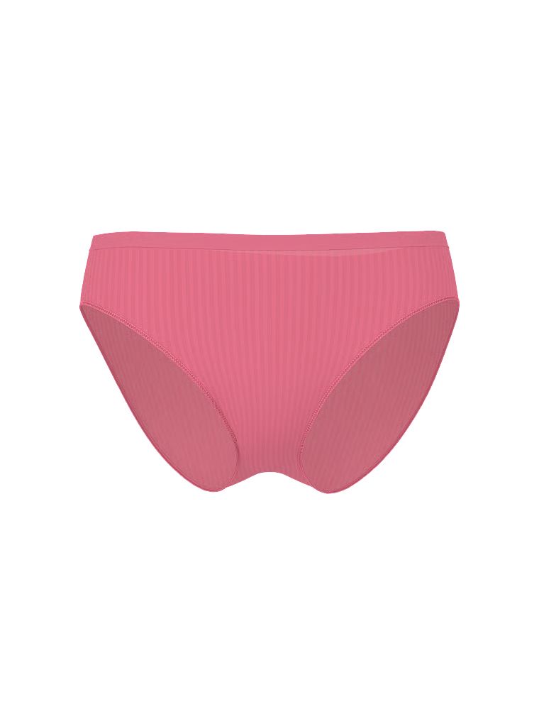 Bezešvé průsvitné žebrové bikinové kalhotky. Produkt je růžové barvy a pochází z kolekce Seamless.
