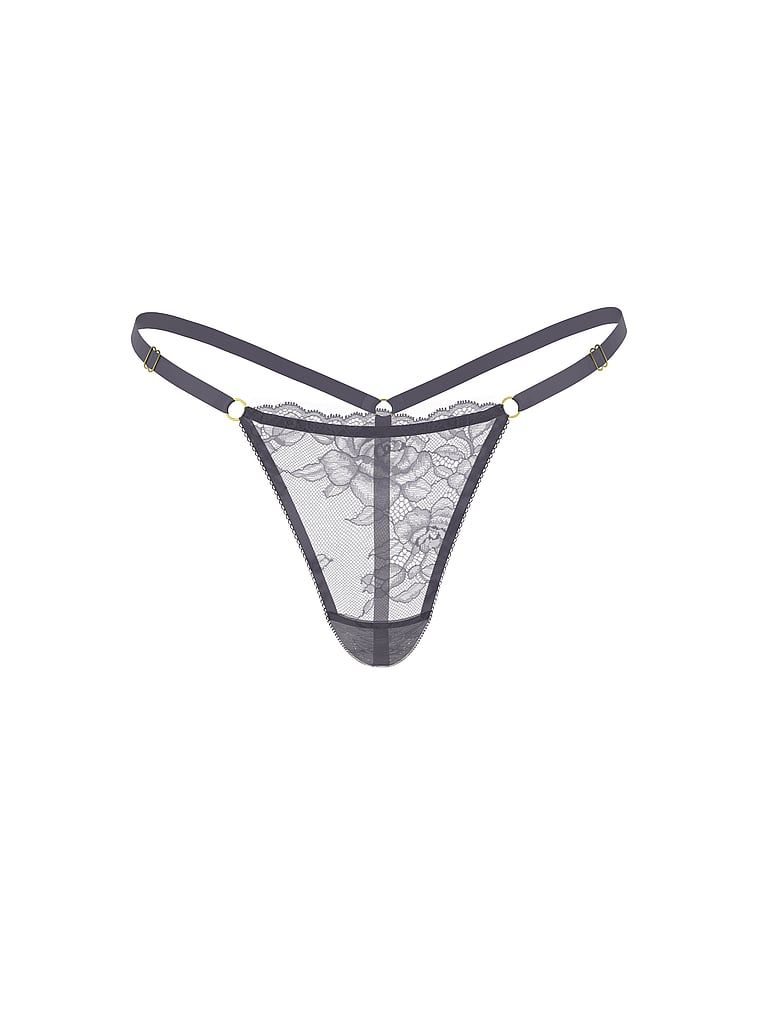 Krajkové tanga s nastavitelnými ramínky Rose Lace V-string. Produkt je šedobarevný a pochází z kolekce Very Sexy.