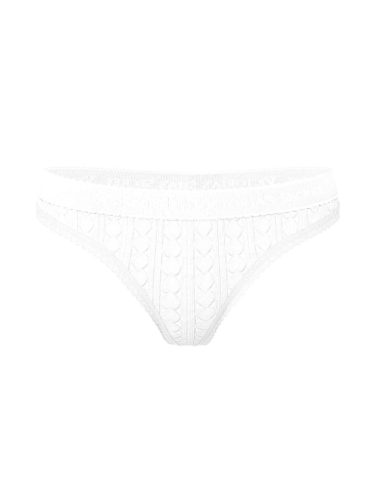 Bavlněné tanga se srdíčky a logem Heart Pointelle. Produkt je bílé barvy a pochází z kolekce Cotton.